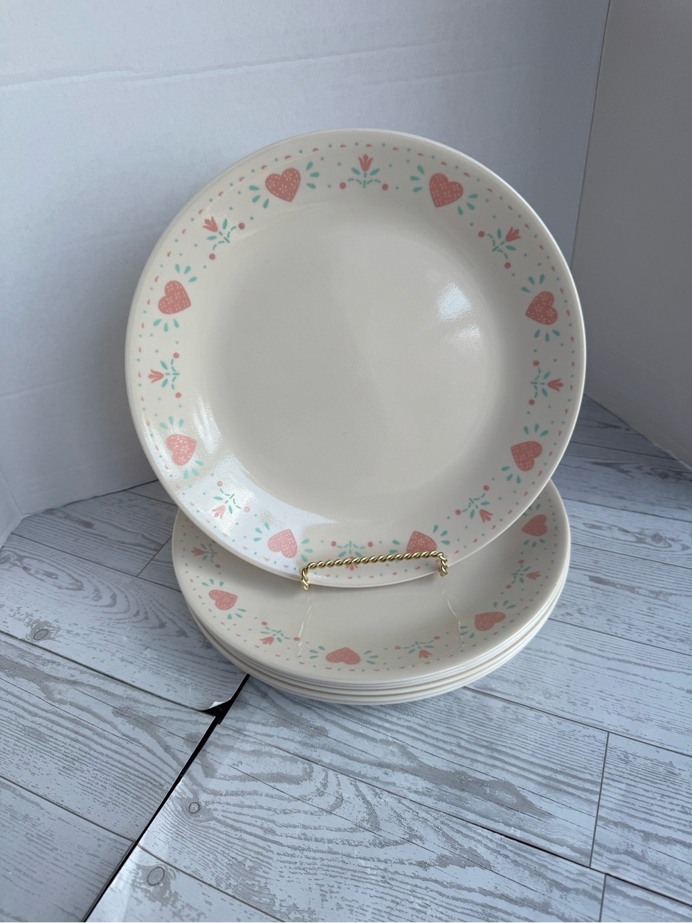 Corelle Dinner Plate Set - Forever Yours Pattern Set of 8 Vintage
